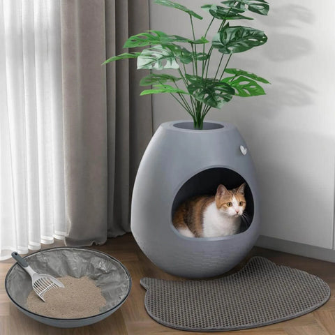 8-in-1 Hidden Cat Litter Box Enclosure Planter, Plant Litter Box