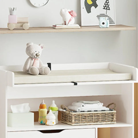 Baby Changing Table Dresser with 3 Drawers and 3 Storage Shelves, Can be Used as a Baby Dresser with Changing Table Top