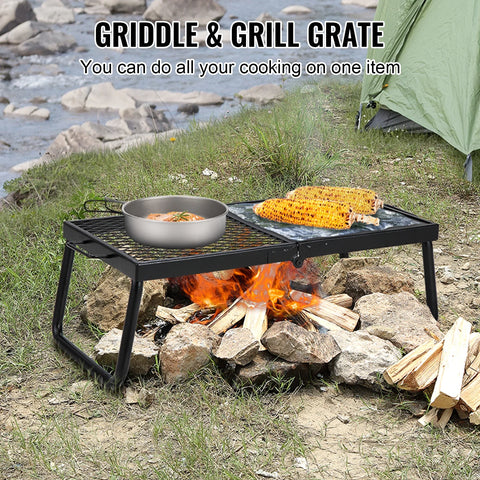 VEVOR Folding Campfire Grill,Portable Camping Grates Camp Fire Cooking Equipment with Legs Carrying Bag for Outdoor BBQ Cooking