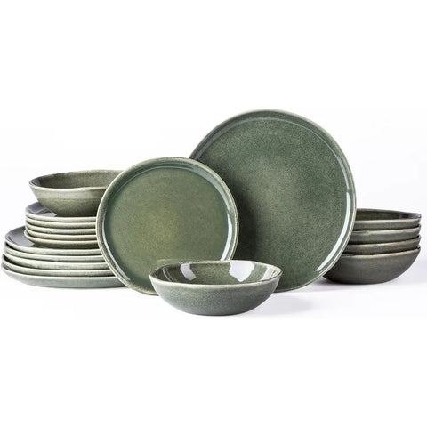 Ceramic Dinnerware Sets,Handmade Reactive Glaze Plates and Bowls Set,Highly Chip and Crack Resistant