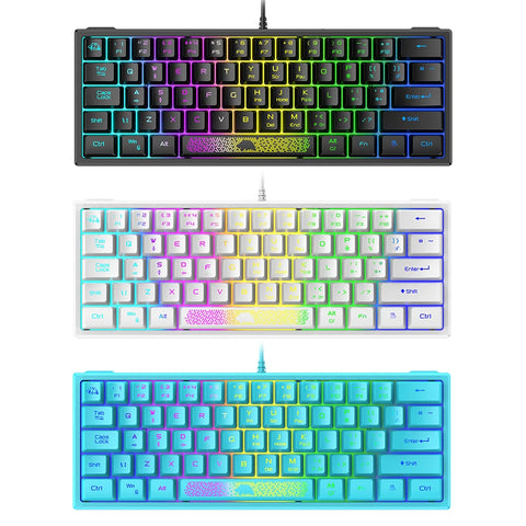 K61 RGB Wired Keyboard 60 Percent 62 Keys Ergonomic Gaming Keyboard Ultra-Compact Mini Keyboard Multiple Modes For Laptop PC