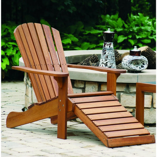 US  CD3111 Eucalyptus Adirondack Chair and Built In Ottoman