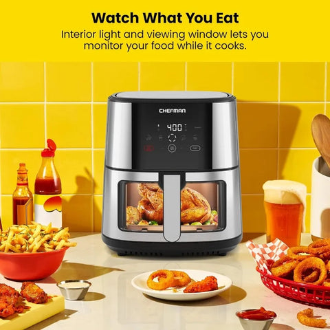 CHEFMAN Easy-View Air Fryer – 8 Qt Family Size with Viewing Window, One-Touch Digital Control with 4 Presets