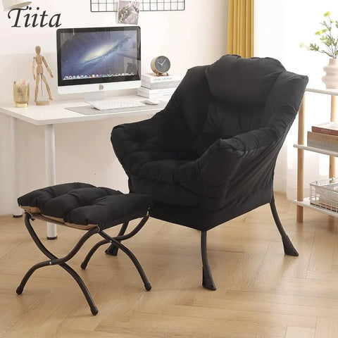 Tiita Lazy Chair with Ottoman, Modern Large Accent Lounge Chair, Leisure Sofa Armchair with Ottoman, Reading Chair