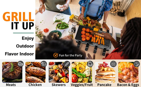 Table Grill, CUSIMAX Indoor Grill Electric Grill, Portable Korean BBQ Grill with 2 in 1 Reversible Non-stick Plate & Na