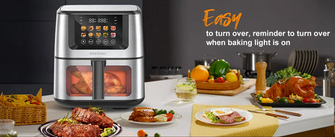 Air Fryer, 8 Quart, 10-in-1 Hot Air Fryer Oven with Color LCD Display Touchscreen, Air Fryer Toaster Oven Combo w