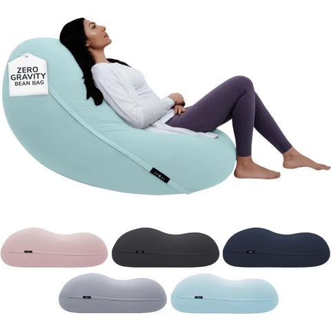 Moon Pod Bean Bag Chairs for Adults - 12LB Giant Bean Bag for Back Support w/Micro-Bead Filling for Zero-Gravity Sensation, Tens