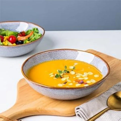 Ceramic Dinnerware Sets,Handmade Reactive Glaze Plates and Bowls Set,Highly Chip and Crack Resistant