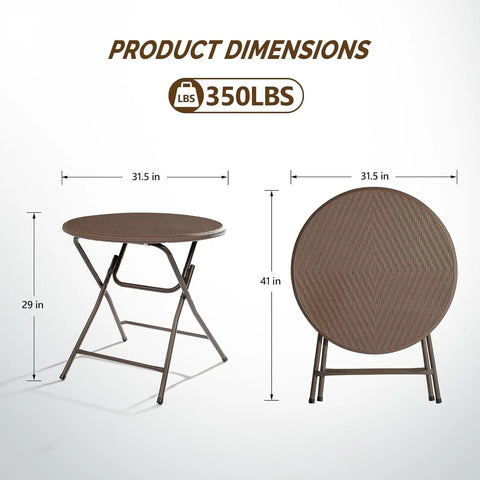 32" Round Folding Commercial Banquet Table, Portable Plastic Coffee Card Dining Table for Kitchen or Outdoor Party Wedding Event