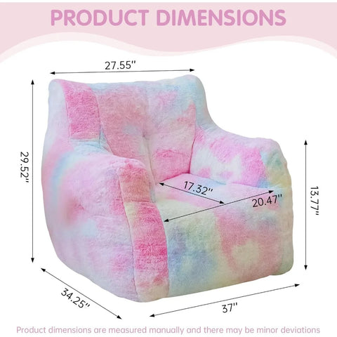 Bean Bag Chair with Filler, 37" Colorful Giant BeanBags with Faux Fur Cover & Sponge Filling, Lazy Sofa Comfy Chair with Armrest