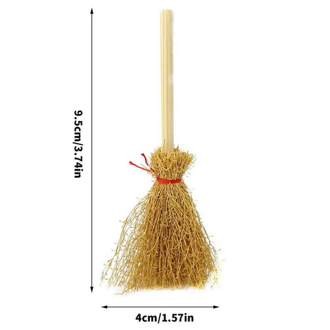 10Pcs Mini Broom Halloween Hanging Ornaments DIY Costume Props Accessories for Miniature Doll House Halloween Party Decoration