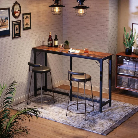 63 inch Bar Table, Bar Height Pub Table, Counter Height Bar Table, Rectangular High Top Kitchen