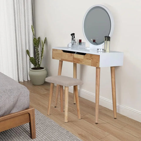 Makeup Vanity Desk with Lights,Small Vanity with Adjustable Brightness Mirror for Samll Spaces,Vanity Desk with Drawers