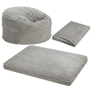 Giant Bean Bag Chair with Washable Chenille Cover Ultra Soft Convertible Bean Bag From Chair To Mattress Family - Grey Full Size