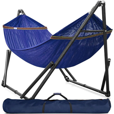 Hammock 600 lbs Capacity, Instant 20s Foldable Hammock Stand, 3-Year Warranty Hammock with Stand, 2 Person