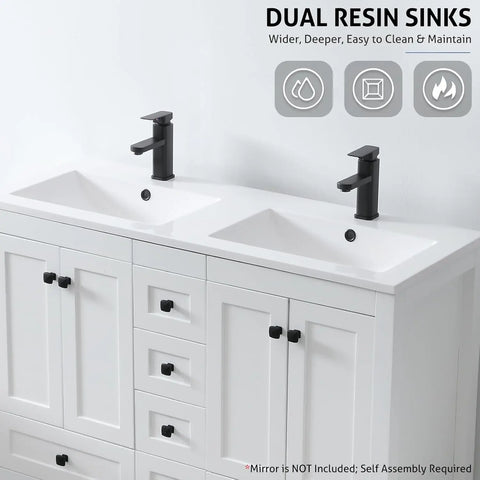 30" Bathroom Vanities Cabinet with Sink Combo Set, Undermount Ceramic Sink w/Thickened Wood, Matte Black Faucet