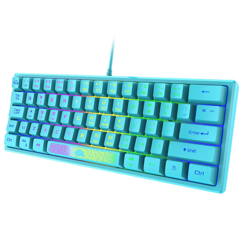 K61 RGB Wired Keyboard 60 Percent 62 Keys Ergonomic Gaming Keyboard Ultra-Compact Mini Keyboard Multiple Modes For Laptop PC