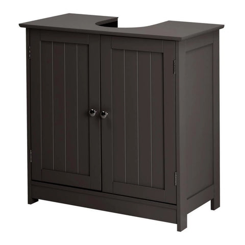 US Pedestal Sink Storage Cabinet Espresso Bathroom Vanity Organizer with 2 Doors Storage Cabinet & U-shaped Cut-out