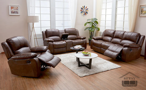 Furniture Bonded Leather Reclining Sofa Loveseat Glider Chair in Multiple Colors, 8018 (Brown, Glider Chair)