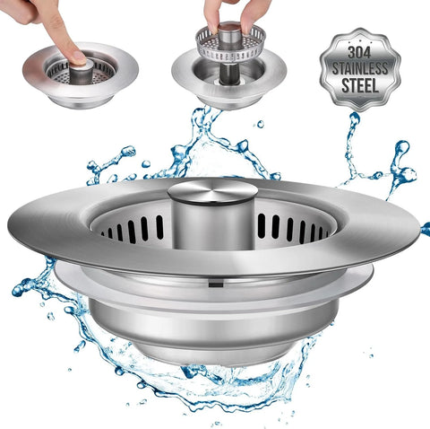 Kitchen Sink Drain Strainer Stainless Steel Pop Up Sink Stopper Anti-Clogging Sink Food Catcher Basket Odor Filter Sink Plug