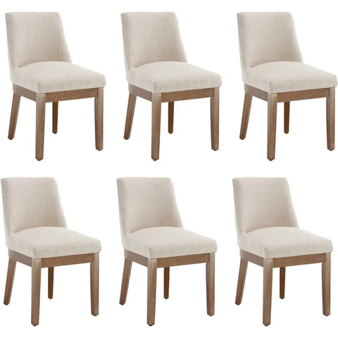 Modern Dining Chair Set of 4,Comfortable Dining Room Chairs with Back,Linen Fabric Upholstered Kitchen Side Chairs with Wood Leg