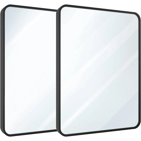 2-Pack Black Bathroom Mirrors 24 x 36 Inch, Metal Frame Rectangle Mirror, Modern Farmhouse Vanity Mirror