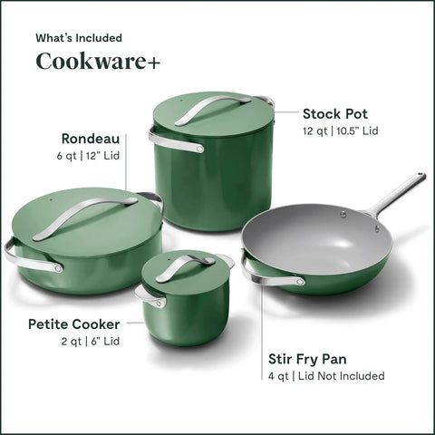 Cookware+ Collection - Specialty Cookware Set - Petite Cooker, Stir Fry Pan, Rondeau