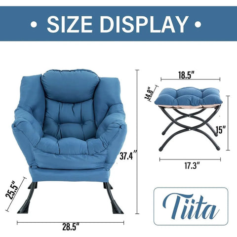 Tiita Lazy Chair with Ottoman, Modern Large Accent Lounge Chair, Leisure Sofa Armchair with Ottoman, Reading Chair