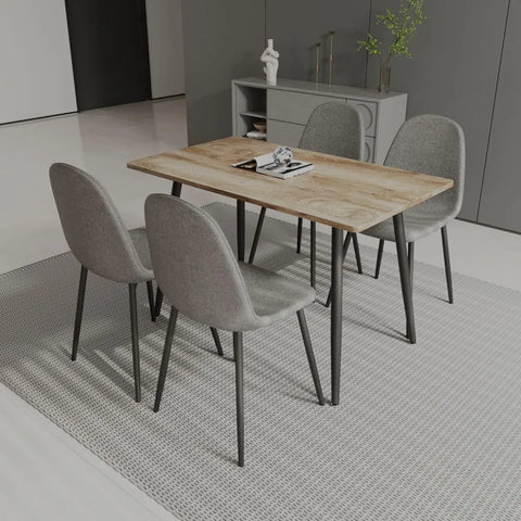 Small Dining Table Set for 4, Modern Dining Table and Chairs Set with 4 Fabric Dining Chairs, 47'' Kitchen Table Set