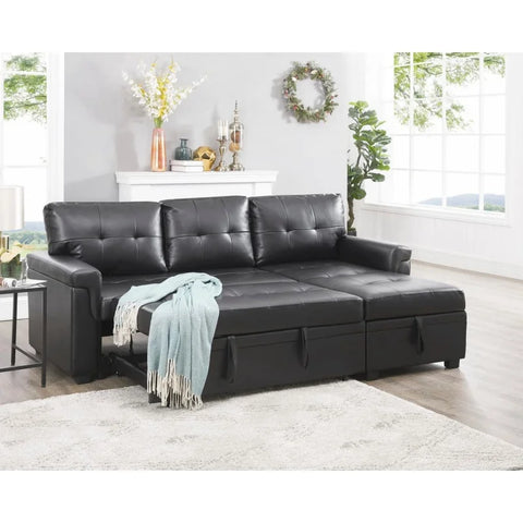 Sleeper Sectional Sofa with Convertible Sofa Bed &Inviting Chaise.Find Tranquil Comfort Stress-Relieving Design &Du