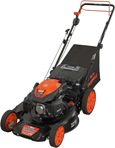 201cc Select  6 Speed CVT High Wheel RWD 3-in-1 Gas Walk Behind Self Propelled Lawn Mower, Black