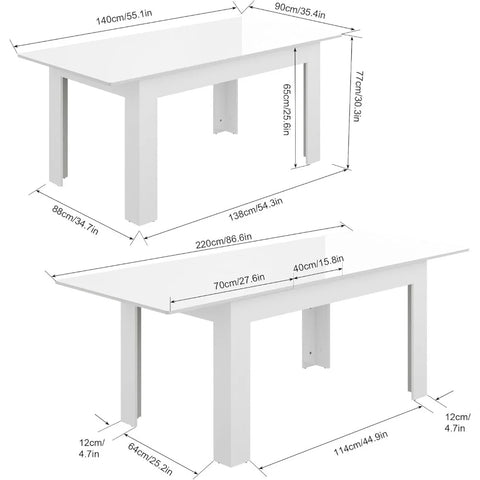 Extendable Dining Table  Wooden Dining Room Table, Modern Extendable Table for Gatherings, Meeting for Small Kitchens