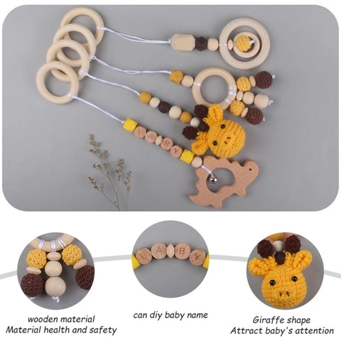 4 Pcs Beech Wood Baby Play Gym Frame Newborn Activity Fitness Rack Hanging Pendants Toys Crochet Rattle Teether Kids Room Decor