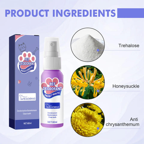 60ml Dog Breath Refreshing Spray Pet Mouth And Teeth Cleaning Mouthwash Cat Deodorant Spray No Teeth Damage Dog breath spray