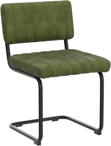 Green Velvet Dining Chairs Set of 2, Upholstered Kitchen Dining Room Chair, Comfy Green Chair with Black Metal Legs, Cant