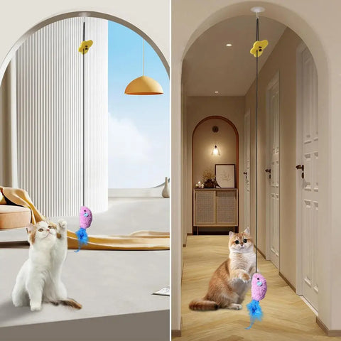 Cat Teasing Toy Sound Mouse Toy Teasing Pendant Wand For Cats Bite-Resistant Pet Companion Toy For Small Medium And Large Cats