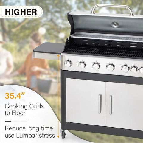 Propane Gas BBQ Grill with Side Burner and Porcelain-Enameled Cast Iron Grates  BTU Outdoor Cooking Kitchen and Patio Backyard