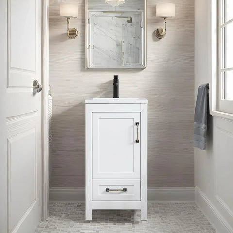 48" Bathroom Vanities Cabinet with Sink Combo Set, Undermount Double Resin Sink w/Thickened Wood, Matte Black Faucet