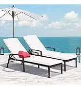 Patio Wicker Lounge Chair, Outdoor Rattan Adjustable Reclining Backrest Lounger Chairs, Seating and Back Cushion