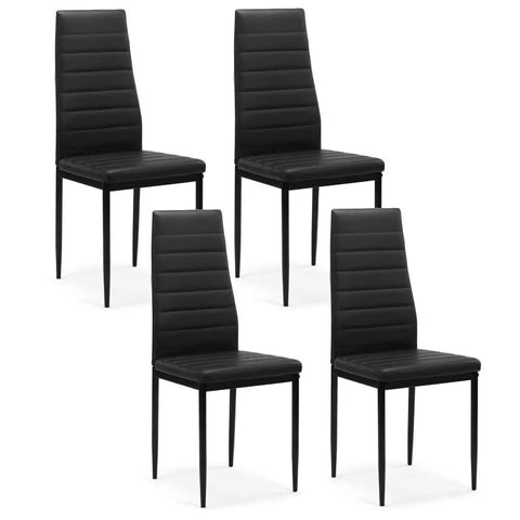 Set of 4/6 Leather Dining Chairs Kitchen with Cushion and High Back Metal Legs