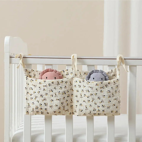 Baby Crib Storage Bag Cotton Multifunctional Newborn Bed Headboard Organizer For Kids Baby Bedding Diaper Bag