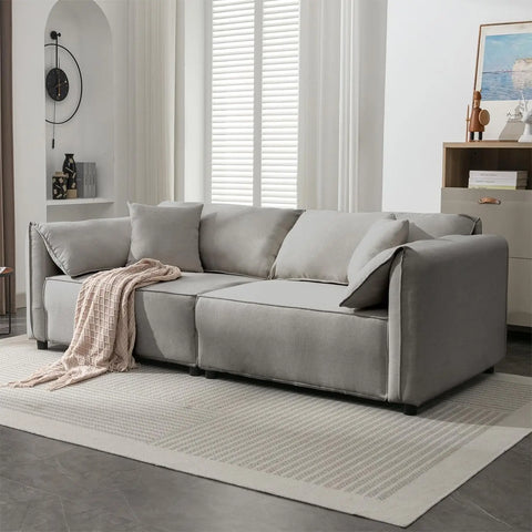 Mjkone Oversized Sofa - 97 inch Sofa Couch, 4 Seater Deep Seat Sofa for Living Room - Linen Fabric Comfy Bouclé Sofá - Home Thea