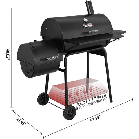 CC1830S 30" BBQ Charcoal Grill and Offset Smoker | 811 Square Inch cooking surface, Outdoor for Camping