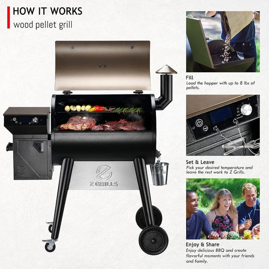 Smoker for Outdoor Cooking, BBQ Grill with PID 2.0 Controller, LCD Screen, 697 sq, Meat Probes, Rain Cover