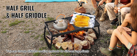 VEVOR Folding Campfire Grill,Portable Camping Grates Camp Fire Cooking Equipment with Legs Carrying Bag for Outdoor BBQ Cooking