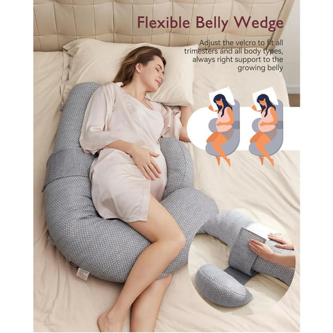 Pregnancy Pillow, Original F Shaped Maternity Pillow for Pregnant Women with Adjustable Wedge Pillow,Full Body Support Pregnancy