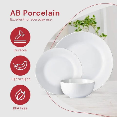 Marble Plates and Bowls Sets, Modern Kitchen 16-Piece Dinnerware Sets, Indoor and Outdoor Plates