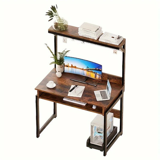 Computer Desk - Spacious Hutch, Office Study Table, Writing Desk, Workstation PC Table for Home and Office Use