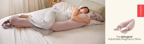 bbhugme Adjustable Pregnancy Pillow – Full Body Support for Side Sleeping - Adjustable Firmness and Shape - Supports Back, Legs,