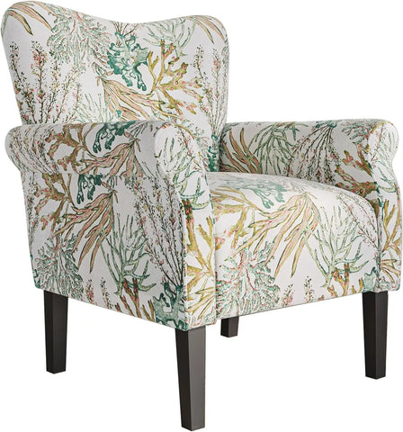 BELLEZE Modern Accent Chair for Living Room, High Back Floral Armchair with Wooden Legs, Upholstered Wingback Side Chair Padded